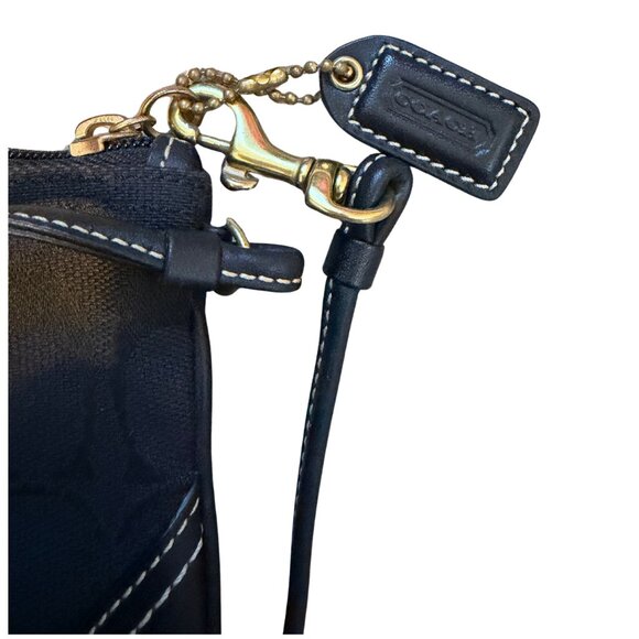 Black & Gold Coach Signature Canvas Wristlet